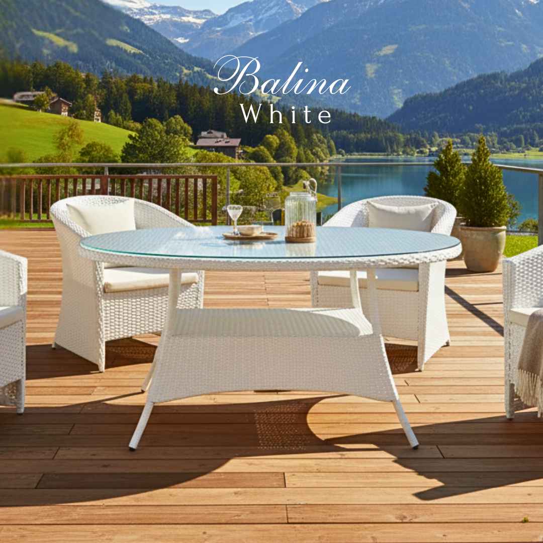 Ratanový stůl BALINA Terico 150x75h. Bilá barva